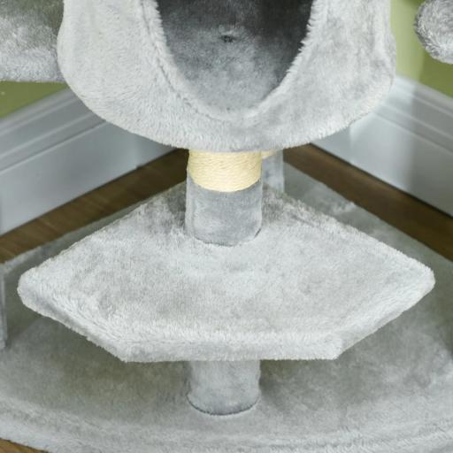 Árbol Rascador para Gatos 200 cm Torre para Gatos con 2 Cuevas 2 Hamacas Cama Postes de Sisal 60x60x200 cm Gris [6]