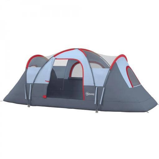 Tienda de Acampada para 6 Personas Impermeable 3000mm+ con Bolsa de Transporte y Gancho 455x220x180 cm Gris [8]
