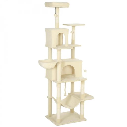 Árbol Rascador para Gatos con Plataforma Torre Escalador para Gatos con Cama Cuevas Postes de Sisal 60x48x202 cm Beige [9]