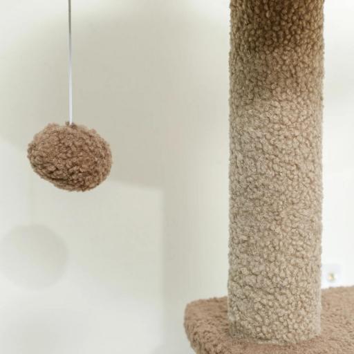 Árbol Rascador para Gatos Altura 133 cm Torre para Gatos con Nido Plataformas Bola Colgante y Poste de Yute Café [7]