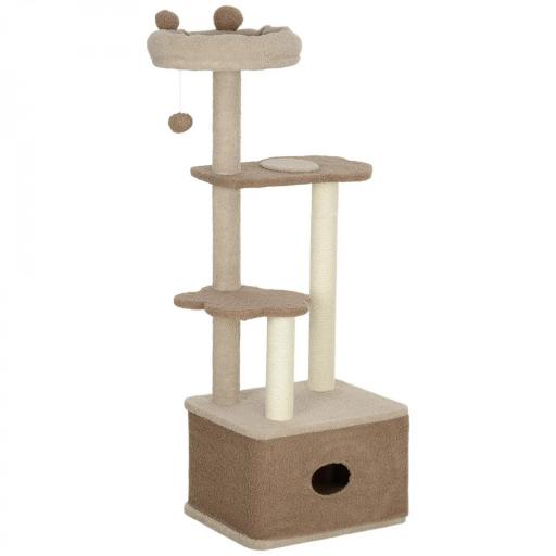 Árbol Rascador para Gatos Altura 133 cm Torre para Gatos con Nido Plataformas Bola Colgante y Poste de Yute Café [9]