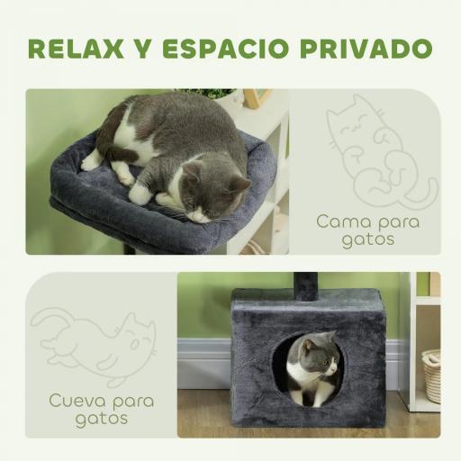 Rascador para Gatos 134 cm Torre para Gatos con Nidos Plataformas Bolas de Juguete y Postes de Sisal Gris Oscuro [2]