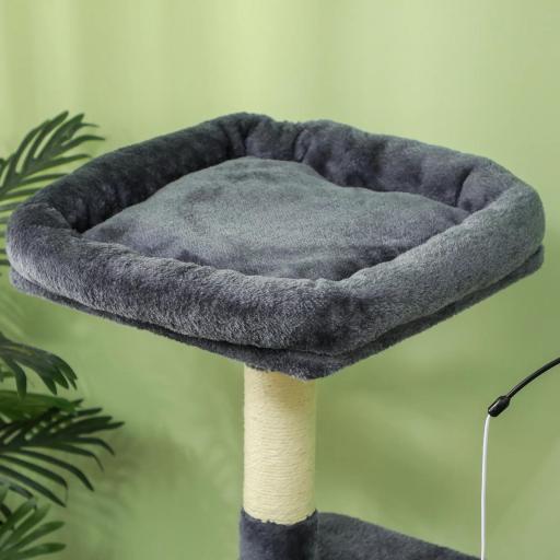 Rascador para Gatos 134 cm Torre para Gatos con Nidos Plataformas Bolas de Juguete y Postes de Sisal Gris Oscuro [6]