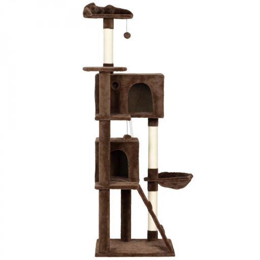 Árbol Rascador para Gatos 180 cm con Plataformas Cama 2 Cuevas Hamaca Escalera Postes de Sisal Marrón [9]