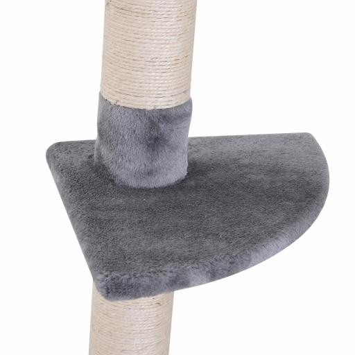 Árbol para Gatos de Suelo al Techo de 230-260 cm con Altura Ajustable Plataformas Hamaca y Postes de Sisal Gris [7]