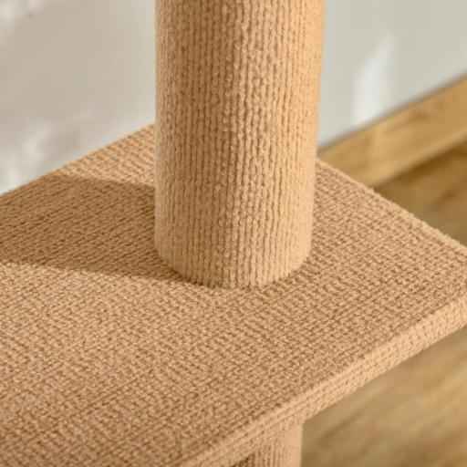 Árbol Rascador para Gatos de Suelo a Techo Torre para Gatos con Altura Ajustable 43x27x228-260 cm Marrón Claro y Beige [7]