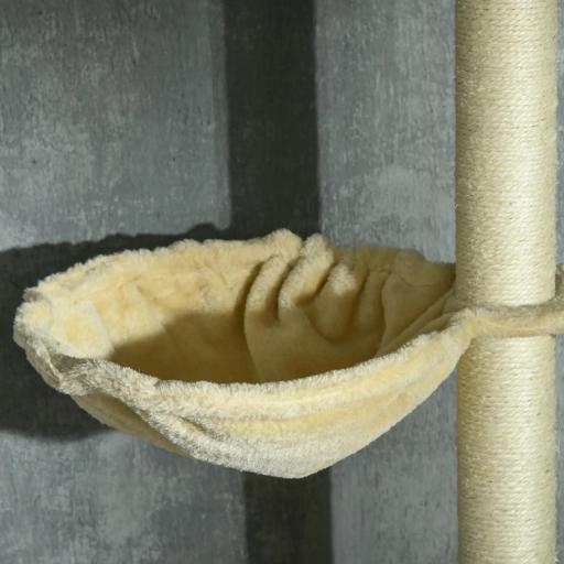 Árbol para Gatos de Suelo a Techo de 230-250 cm con Altura Ajustable Múltiples Plataformas Cestos Hamaca Bolas Beige [6]