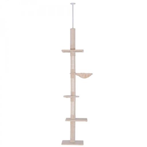 Árbol para Gatos de Suelo a Techo de 230-260 cm con Altura Ajustable Plataformas Hamaca y Postes de Sisal Beige [8]