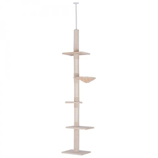 Árbol para Gatos de Suelo a Techo de 230-260 cm con Altura Ajustable Plataformas Hamaca y Postes de Sisal Beige [10]