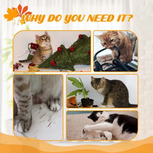 Árbol para Gatos de Suelo a Techo de 202-242 cm con 3 Plataformas Altura Ajustable y Decoración de Hoja de Arce Naranja [5]