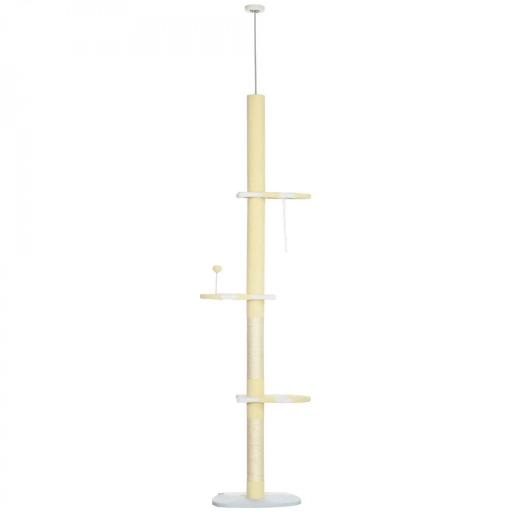 Árbol para Gatos de Suelo a Techo con Altura Ajustable Poste de Sisal y Bola para Jugar 47x34x220-260 cm Crema [9]