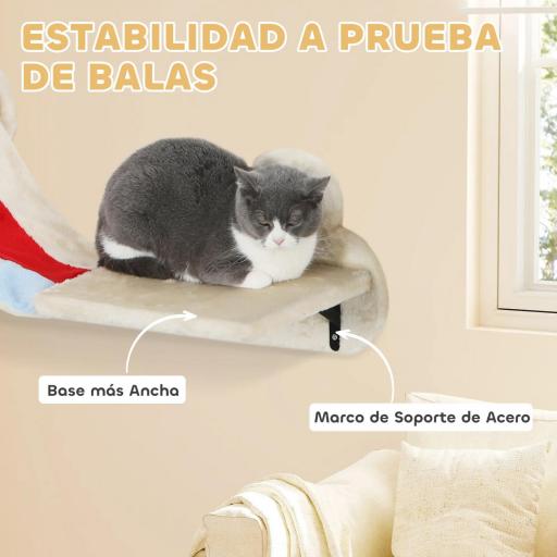 Juego de Escalada para Gatos de Pared de 6 Piezas con Hamacas Plataformas Tabla Rascador Escaleras y Estrellas Beige [3]