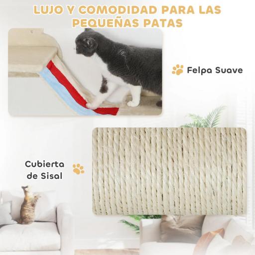 Juego de Escalada para Gatos de Pared de 6 Piezas con Hamacas Plataformas Tabla Rascador Escaleras y Estrellas Beige [1]