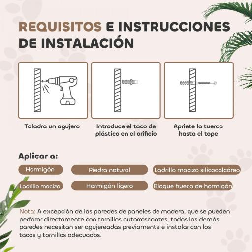 Juego de Escalada para Gatos de Pared 4 Piezas con Hamaca Bola Plataformas 84,5x19x54 cm Beige [4]