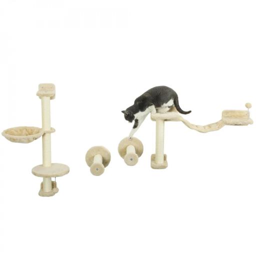 Juego de Escalada para Gatos de Pared 4 Piezas con Hamaca Bola Plataformas 84,5x19x54 cm Beige [9]