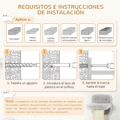 Juego de Escalada para Gatos de Pared 4 Piezas con Hamaca Bola Plataformas 84,5x19x54 cm Gris y Beige [5]