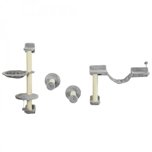 Juego de Escalada para Gatos de Pared 4 Piezas con Hamaca Bola Plataformas 84,5x19x54 cm Gris y Beige [9]