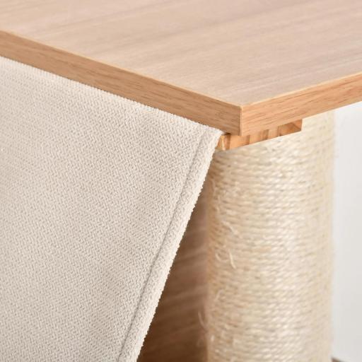 Estantes de Pared Gatos Escaleras de Tela para Gatos con Plataformas y Postes Rascadores de Sisal Centro de Actividades de Escalada 129x40x31,5 cm Marrón Claro [7]