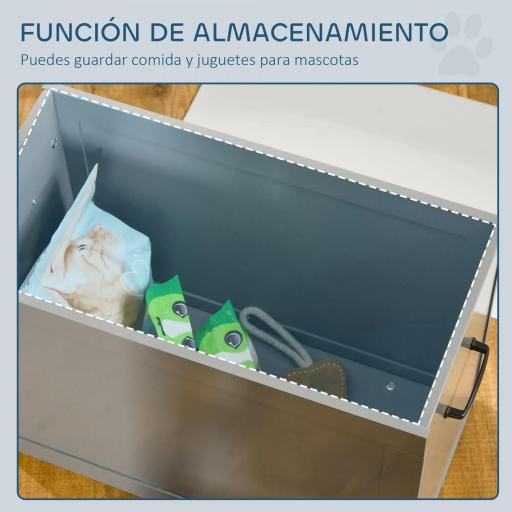 Comedero Elevado para Perros Grandes con 2 Cuencos de 2000ml y Almacenamiento Oculto 60x30x41 cm Gris [4]