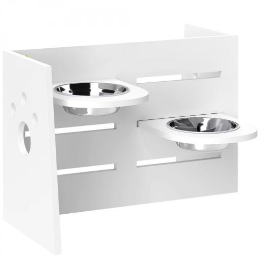 Comedero Elevado Doble para Perros con Altura Ajustable y Sistema de Alimentación Lenta 63x58,5x40 cm Blanco [9]
