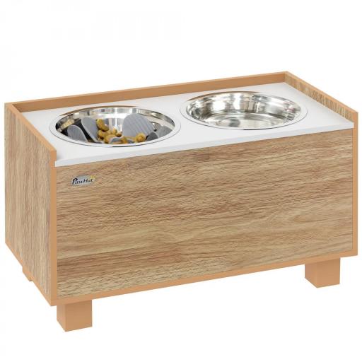 Comedero Perro Elevado con Alimentador Lento Extraíble Comedero y Bebedero de Acero Inoxidable Roble [9]