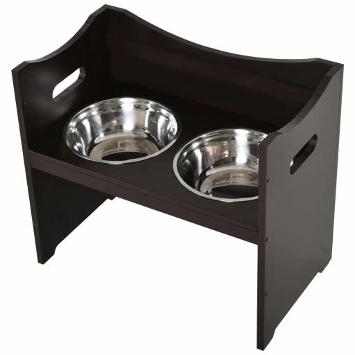Comedero para Perros Elevado con 2 Tazones de Acero Inoxidable y Altura Ajustable 54x31,5x47 cm Café [6]