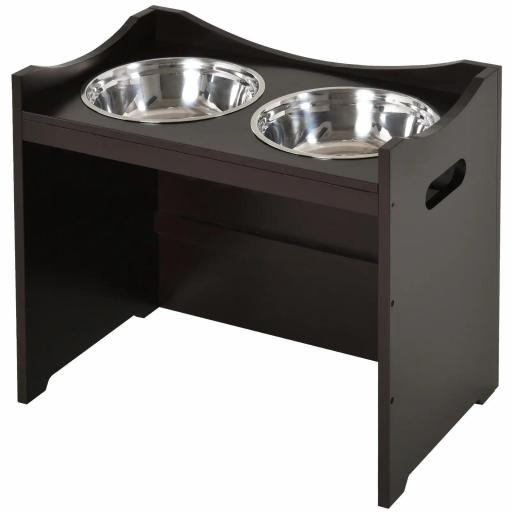 Comedero para Perros Elevado con 2 Tazones de Acero Inoxidable y Altura Ajustable 54x31,5x47 cm Café [8]