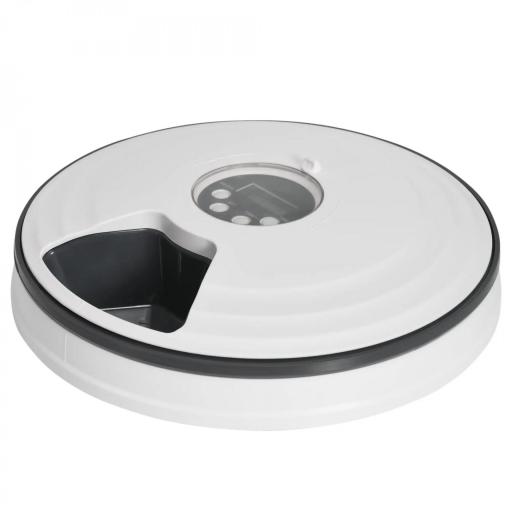 Dispensador de Comida para Mascotas Comedero Automático con Temporizador Pantalla LED 6 Cuencos Ø30,5x7,2 cm Blanco [9]