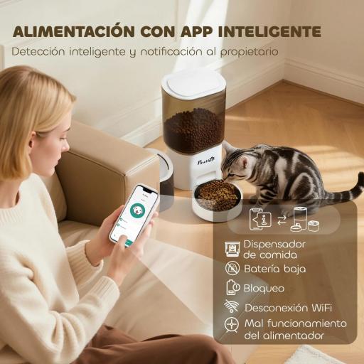 Dispensador de Comida para Gatos y Perros de 3L con Control de App 1-10 Comidas al Día Filtros Luz LED con Cable o Pilas [2]