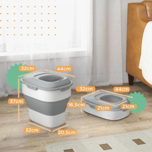 Contenedor de Comida para Perros 25L con Ruedas Taza Medidora Cuenco Plegable y Cuchara Gris [1]