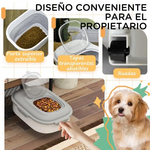 Contenedor de Comida para Perros 25L con Ruedas Taza Medidora Cuenco Plegable y Cuchara Gris [2]