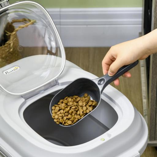 Contenedor de Comida para Perros 25L con Ruedas Taza Medidora Cuenco Plegable y Cuchara Gris [7]