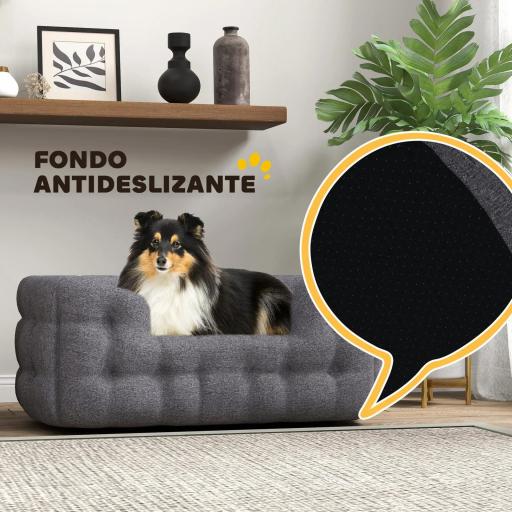Cama para Mascotas con 2 Almohadas Colchón para Perros Antideslizante con Funda Extraíble y Lavable 90x60x35 cm Gris [5]