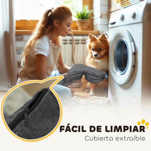 Cama para Mascotas con 2 Almohadas Colchón para Perros Antideslizante con Funda Extraíble y Lavable 110x70x35 cm Gris [6]