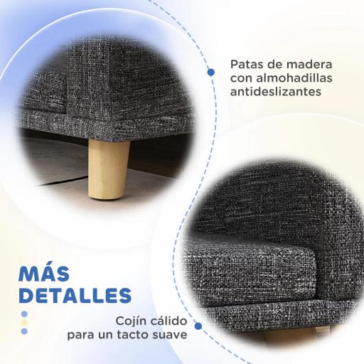 Sofá para Perros Grandes Cama Elevada para Perros con Cojín Lavable y Patas de Madera Carga 30 kg 98x67x25cm Gris Oscuro [4]