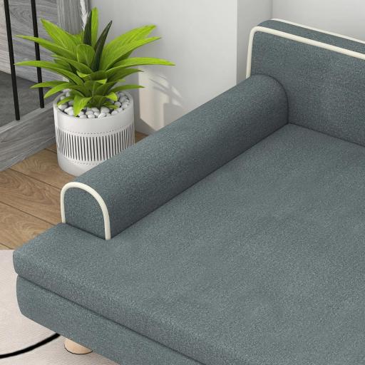 Sofá para Perros Grandes y Medianos Tapizada en Chenilla con Cojín Lavable y Patas de Madera de Pino Gris Oscuro [7]