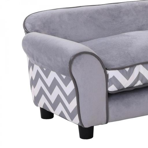 Sofá para Mascotas con Patas Cama para Perros de Madera con Cojín Acolchado Acogedora Funda Lavable 73,5x41x33 cm Gris [6]