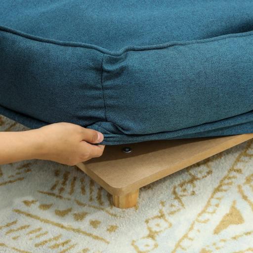 Cama Elevada para Perros con Patas de Madera y Cojín Lavables Cama para Mascotas Carga 30 kg 96x66x24 cm Azul [6]