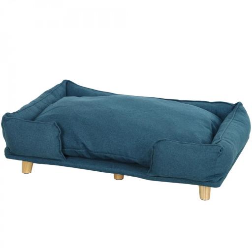 Cama Elevada para Perros con Patas de Madera y Cojín Lavables Cama para Mascotas Carga 30 kg 96x66x24 cm Azul [9]