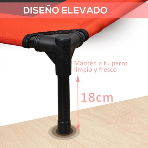 Cama Elevada para Perros Gatos Portátil Cama para Mascotas con Zona de Malla Transpirable y Tela Oxford para Interior Exterior 91,5x76,2x18 cm Rojo [6]