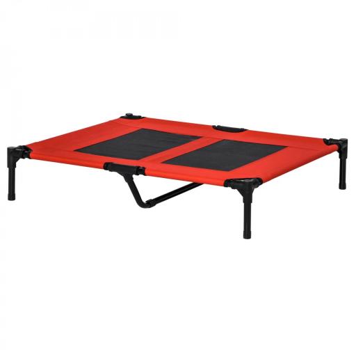 Cama Elevada para Perros Gatos Portátil Cama para Mascotas con Zona de Malla Transpirable y Tela Oxford para Interior Exterior 91,5x76,2x18 cm Rojo [9]
