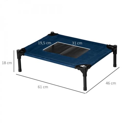 Cama Elevada para Perros Gatos Portátil Cama para Mascotas con Zona de Malla Transpirable y Tela Oxford para Interior Exterior 61x46x18 cm Azul [0]