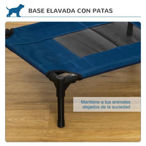 Cama Elevada para Perros Gatos Portátil Cama para Mascotas con Zona de Malla Transpirable y Tela Oxford para Interior Exterior 61x46x18 cm Azul [2]