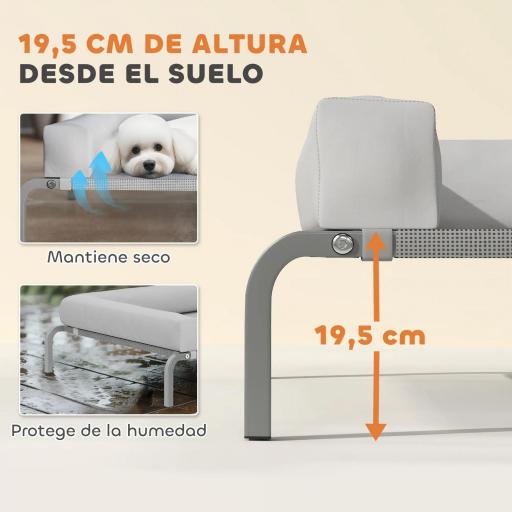 Cama Elevada para Perros Refrescante con Refuerzos Extraíbles Malla Transpirable y Marco de Acero 90x65x30 cm Gris [2]