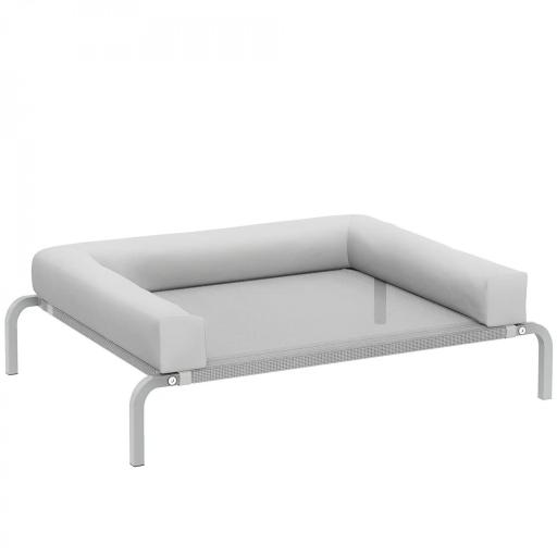 Cama Elevada para Perros Refrescante con Refuerzos Extraíbles Malla Transpirable y Marco de Acero 90x65x30 cm Gris [10]