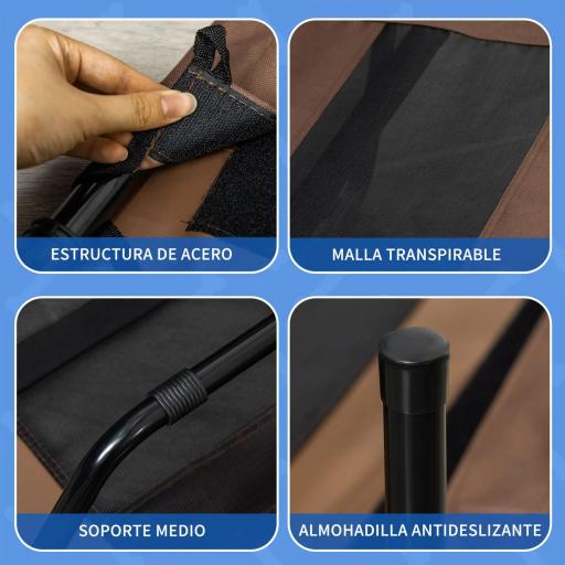 Cama Elevada para Perros Gatos Portátil Cama para Mascotas con Zona de Malla Transpirable y Tela Oxford para Interior Exterior 122x92x23 cm Café [3]