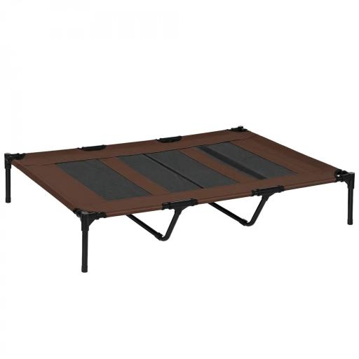 Cama Elevada para Perros Gatos Portátil Cama para Mascotas con Zona de Malla Transpirable y Tela Oxford para Interior Exterior 122x92x23 cm Café [7]