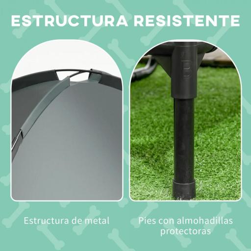 Cama Elevada para Mascotas Portátil con Toldo Extraíble Tela Transpirable al Aire Libre para Interior y Exterior 92x76x90 cm Gris [4]