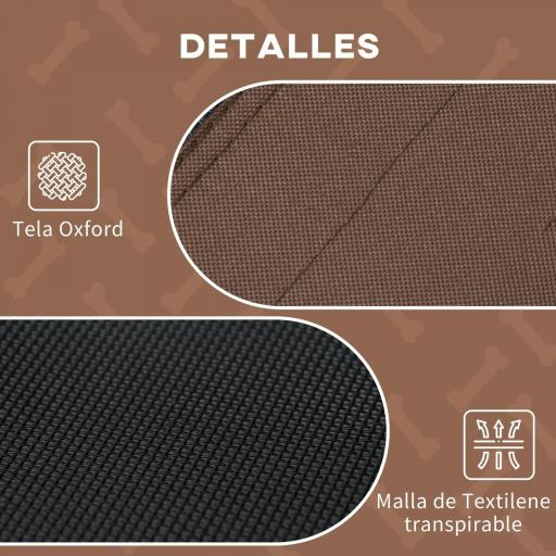 Cama Elevada para Mascotas con Toldo Extraíble Tela Transpirable para Interior y Exterior 92x76x90 cm Marrón [6]