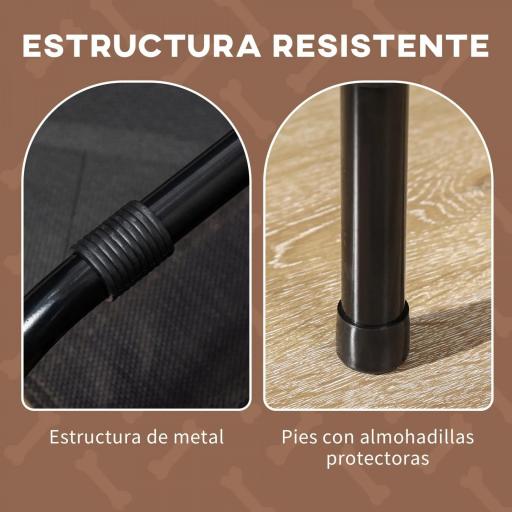 Cama Elevada para Mascotas con Toldo Extraíble Tela Transpirable para Interior y Exterior 92x76x90 cm Marrón [5]